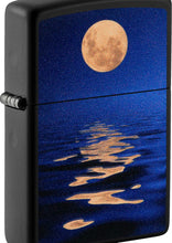 Load image into Gallery viewer, Zippo Full Moon Black Light Design Black Matte Pocket Lighter