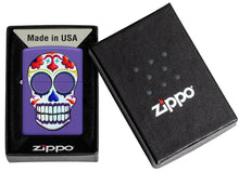 Load image into Gallery viewer, Zippo Lighter - Personalized Customize Message Engrave on Backside for Skull Emblem Design Part1 (Purple Matte #49859)