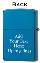 Load image into Gallery viewer, Zippo Lighter - Customized Message Killer Whale Design - High Polish Blue 48984