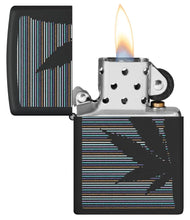 Load image into Gallery viewer, Zippo Lighter - Custom Message Engrave Leaf with Lines - Black Matte 48927
