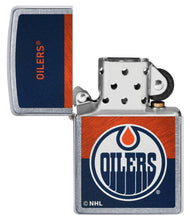 Load image into Gallery viewer, Zippo Lighter - Personalized Customize Message Engrave on Backside for Edmonton Oilers NHL Team 48039