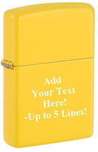 Load image into Gallery viewer, Zippo Lighter - Personalized Custom Message Engrave on Sunflower Color - 46019