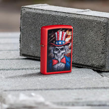 Load image into Gallery viewer, Zippo Lighter - Customized Message on Uncle Skeleton Red Matte Pocket 46696