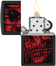 Load image into Gallery viewer, Zippo Red Skull Design Black Matte Pocket Lighter