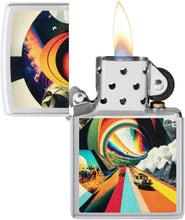 Load image into Gallery viewer, Zippo Lighter - Customized Message on Trippy Travel Satin Chrome Pocket 46578