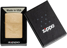 Load image into Gallery viewer, Zippo Cannabis Stamped Design Tumbled Brass Pocket Lighter