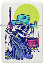 Load image into Gallery viewer, Zippo Wild West Skeleton Design White Matte Pocket Lighter