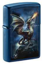 Load image into Gallery viewer, Zippo Lighter- Personalized Message for Dragons Fantasy Fire Navy Matte #Z5103