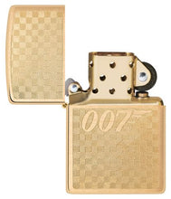 Load image into Gallery viewer, Zippo Lighter - Custom Engraved with Your Message for Textured James Bond 007™ Design Brushed Brass Pocket Lighter 46298