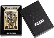 Load image into Gallery viewer, Zippo - Customized Message on Art Deco Flame High Polish Brass Pocket 46585
