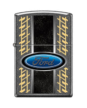 Load image into Gallery viewer, Zippo Lighter -Personalized Customize Message Engrave on Backside for Ford Oval Asphalt Textures Tires Tracks Design Black Crackle #Z5320