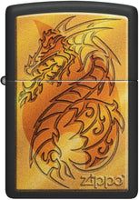 Load image into Gallery viewer, Zippo Flame and Dragon Black Matte Pocket Lighter