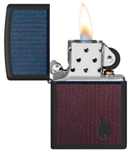 Load image into Gallery viewer, Zippo Lighter - Custom Engraved with Your Message - Color Block Flame Design - Black Matte 46476