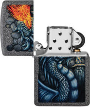 Load image into Gallery viewer, Zippo Fiery Dragon Design Iron Stone Pocket Lighter