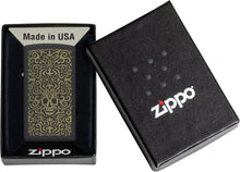 Load image into Gallery viewer, Zippo Skull Filigree Design Slim Black Matte Pocket Lighter