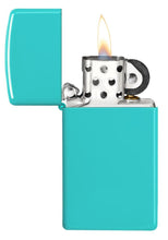 Load image into Gallery viewer, Zippo Lighter - Personalized Customize Message Engrave on Slim Size Windproof Lighter (Turquoise) #49529