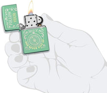 Load image into Gallery viewer, Zippo Follow Your Way Compass Design High Polish Green Pocket Lighter