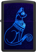 Load image into Gallery viewer, Zippo Black Light Spiritual Cat Design Black Matte Pocket Lighter
