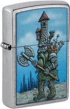 Load image into Gallery viewer, Zippo Lighter - Customized Message on Castle Troll Street Chrome Pocket 46246