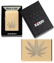 Load image into Gallery viewer, Zippo Lighter - Customized Message on Polished Brass Leaf Pocket Lighter 46560