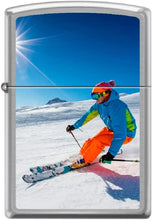 Load image into Gallery viewer, Zippo Lighter-Personalized Customize Message Engrave on Backside Skier Skiing Outdoors Snow Brushed Chrome Windproof Lighter #Z5528