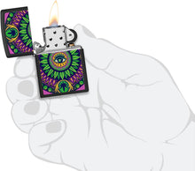 Load image into Gallery viewer, Zippo Black Light Cannabis Pattern Design Black Matte Pocket Lighter