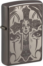 Load image into Gallery viewer, Zippo Day of The Dead Skull Cross Design Black Ice Pocket Lighter