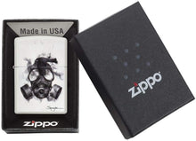 Load image into Gallery viewer, Zippo Spazuk Gas Mask Design Pocket Lighter, White Matte with Gas Mask
