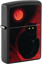Load image into Gallery viewer, Zippo Black Cat Design Black Matte Pocket Lighter