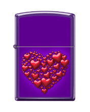 Load image into Gallery viewer, Zippo Lighter- Personalized Loving Embrace Valentine Hearts Purple #Z6014