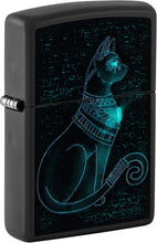 Load image into Gallery viewer, Zippo Black Light Spiritual Cat Design Black Matte Pocket Lighter