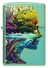 Load image into Gallery viewer, Zippo Lighter - Custom Engraved with Your Message for One with Nature Design High Polish Green Pocket Lighter 46233