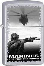 Load image into Gallery viewer, Zippo Lighter- USMC Satin Chrome Windproof Lighter #Z379