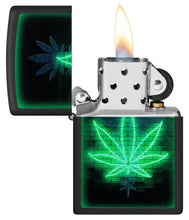 Load image into Gallery viewer, Zippo Lighter - Custom Engraved with Your Message for Gleaming Leaf Design Black Matte Pocket Lighter 46266