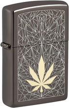 Load image into Gallery viewer, Zippo Cannabis Design Laser Two Tone Black Ice Pocket Lighter