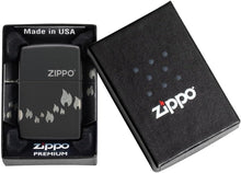 Load image into Gallery viewer, Zippo Lighter - Customized Message Zippo Flames, Laser 360 - Black Matte 48980