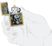 Load image into Gallery viewer, Zippo Lighter - Customized Message on Floral Skull Street Brass Pocket 46577