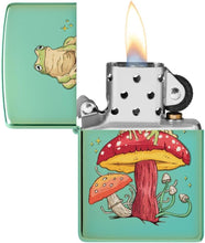 Load image into Gallery viewer, Zippo - Customized Message Mystical Frog and Mushrooms - High Polish Green 48973