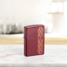 Load image into Gallery viewer, Zippo Lighter - Custom Engraved with Your Message for Heart Garland Design Merlot Pocket Lighter 46296
