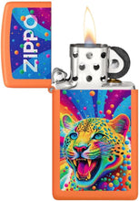 Load image into Gallery viewer, Zippo Lighter - Custom Message Engrave Slim, Leopard Design Orange Matte 46018
