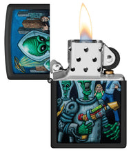 Load image into Gallery viewer, Zippo Lighter - Custom Engraved with Your Message for Alien Attack Design Black Matte Pocket Lighter 46250
