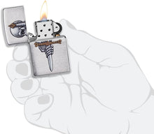 Load image into Gallery viewer, Zippo Sword Skull Design Brushed Chrome Pocket Lighter