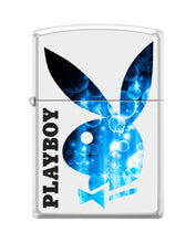 Load image into Gallery viewer, Zippo Lighter -for Playboy Rabbit Head Design Bunny Blue Water Bubbles Splashes White Matte Windproof Lighter #Z5331