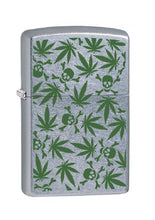 Load image into Gallery viewer, Zippo Lighter - Personalized Custom Message Engraved on Back for Leaf Designs Windproof Zippo Lighter (Leaf and Skulls)