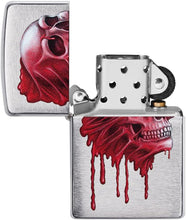 Load image into Gallery viewer, Zippo Gory Skull Design Brushed Chrome Pocket Lighter, Silver