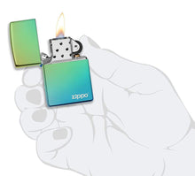 Load image into Gallery viewer, Zippo Lighter - Personalized Message Engraved on Backside Colored Windproof Lighter Teal Zippo Logo 49191ZL