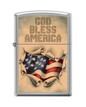 Load image into Gallery viewer, Zippo Lighter-God Bless America Brushed Chrome Windproof Lighter #Z5412