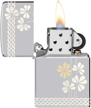 Load image into Gallery viewer, Zippo Laser 360° Clover Design High Polish Chrome Pocklet Lighter