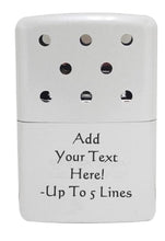 Load image into Gallery viewer, Zippo Hand Warmer Refillable Custom Personalized Engraved Message on Backside (6 Hour, White Pearl)