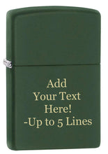 Load image into Gallery viewer, Zippo Lighter – Personalized Custom Message Engraved Windproof Classic Pocket Lighter Green Matte